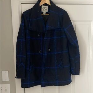 Navy and Royal Blue Plaid Coat
